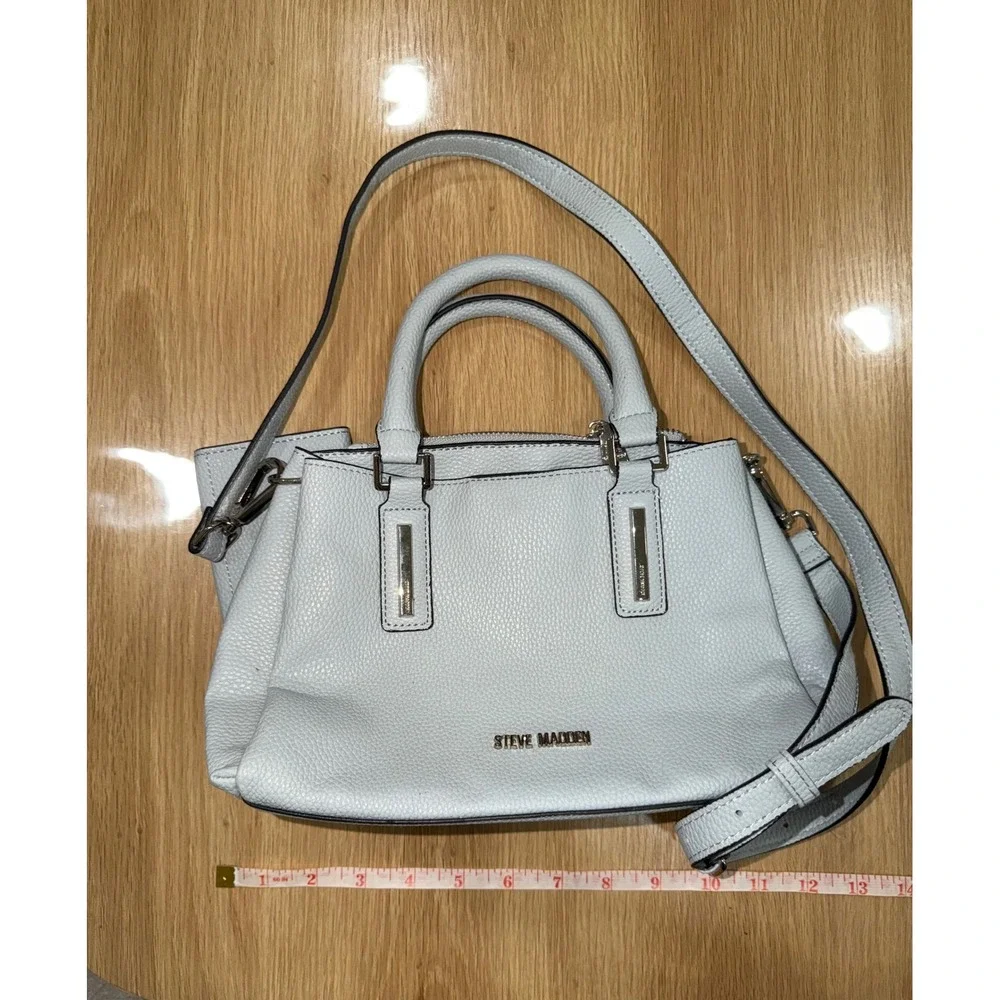 Steve Madden Light Blue Pebbled Satchel Crossbody Bag with Coin Purse Accessory